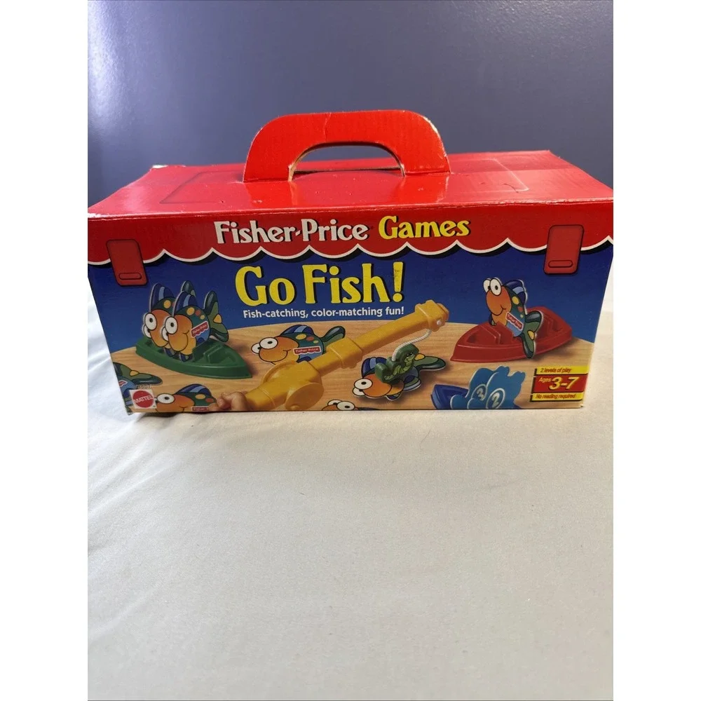 VINTAGE Go Fish! COMPLETE Fisher Price Games 1998 Kids Preschool Boats Worm